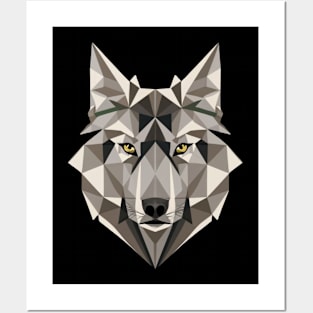 Geometric Wolf Wild Dog Animal Lover Geometry Art Gift Posters and Art